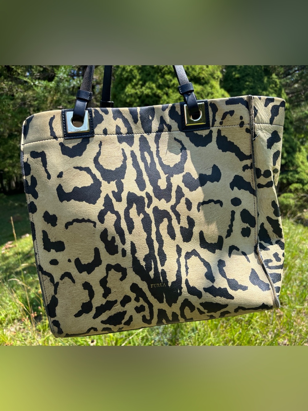 Furla Leopard-Print Leather Tote Bag